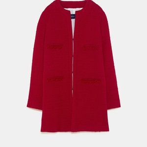 NWT Zara Red Tweed Jacket Blazer